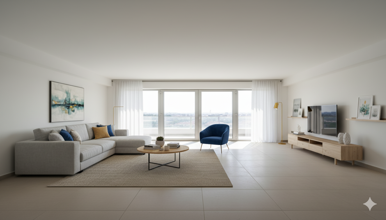 Living room after staging